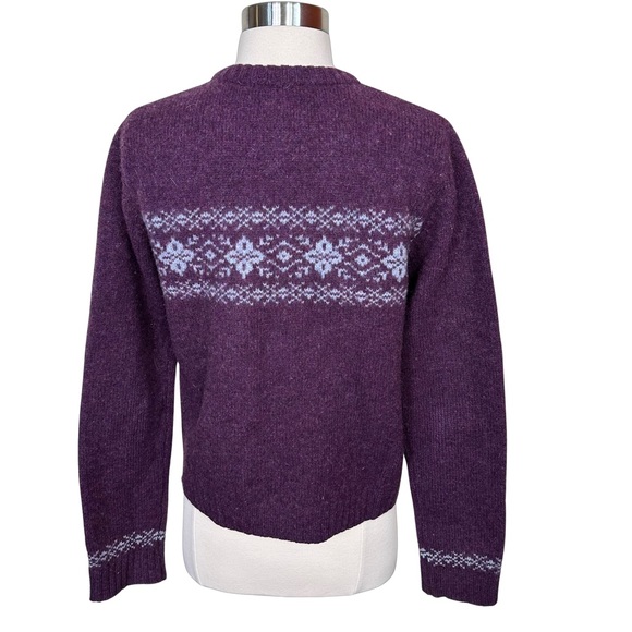 Abercrombie & Fitch Shetland Wool Purple Winter Warm Zip Front Cardigan Sweater - Picture 5 of 7